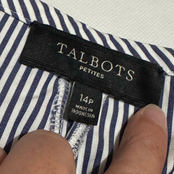 Talbots Blue White Striped A-line Flare Skirt Women’s Size‎ 14 Petite Nautical - Picture 2 of 4